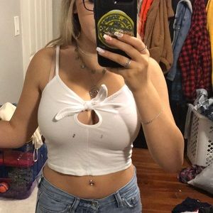 cropped white tank top